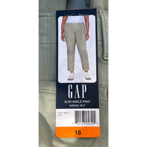 Women's GAP Green Slim Ankle Pants Size 16 NWT